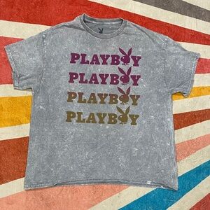 3/$10 PLAYBOY Tee Stone Washed gray Logo XL
